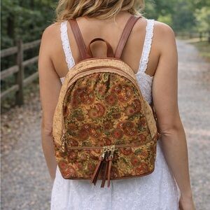 Corkcho Cork Backpack Book bag Vegan Leather Boho Paisley Eco Friendly Purse